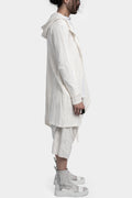 Asymmetrical linen blend hood cardigan, White