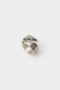 Divided asymmetric silver diamond ring