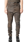 Low crotch 4 pocket stretch leather pants, Elephant grey