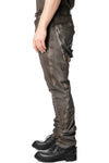 Low crotch 4 pocket stretch leather pants, Elephant grey