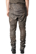 Low crotch 4 pocket stretch leather pants, Elephant grey