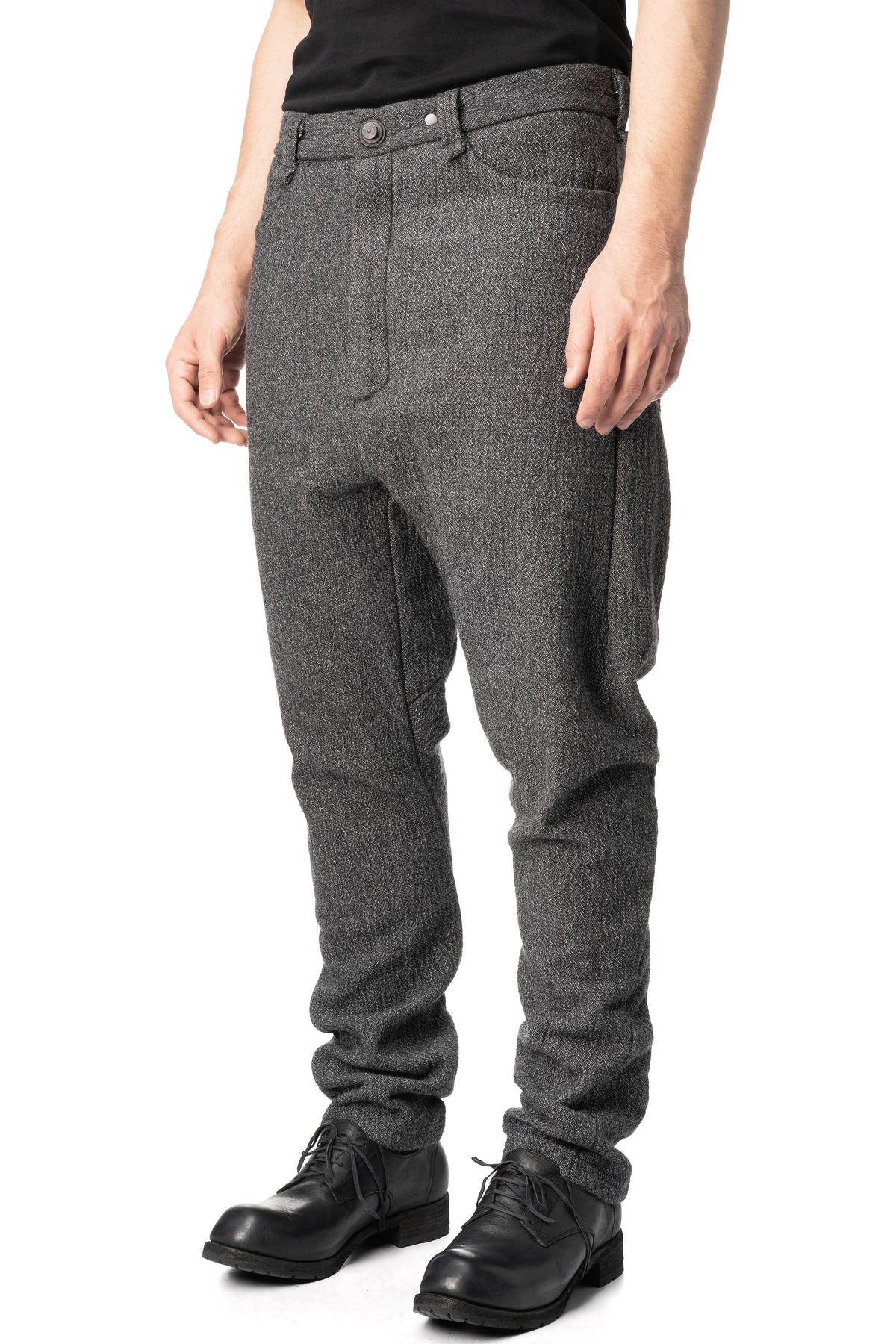 Low crotch 4 pocket wool blend pants