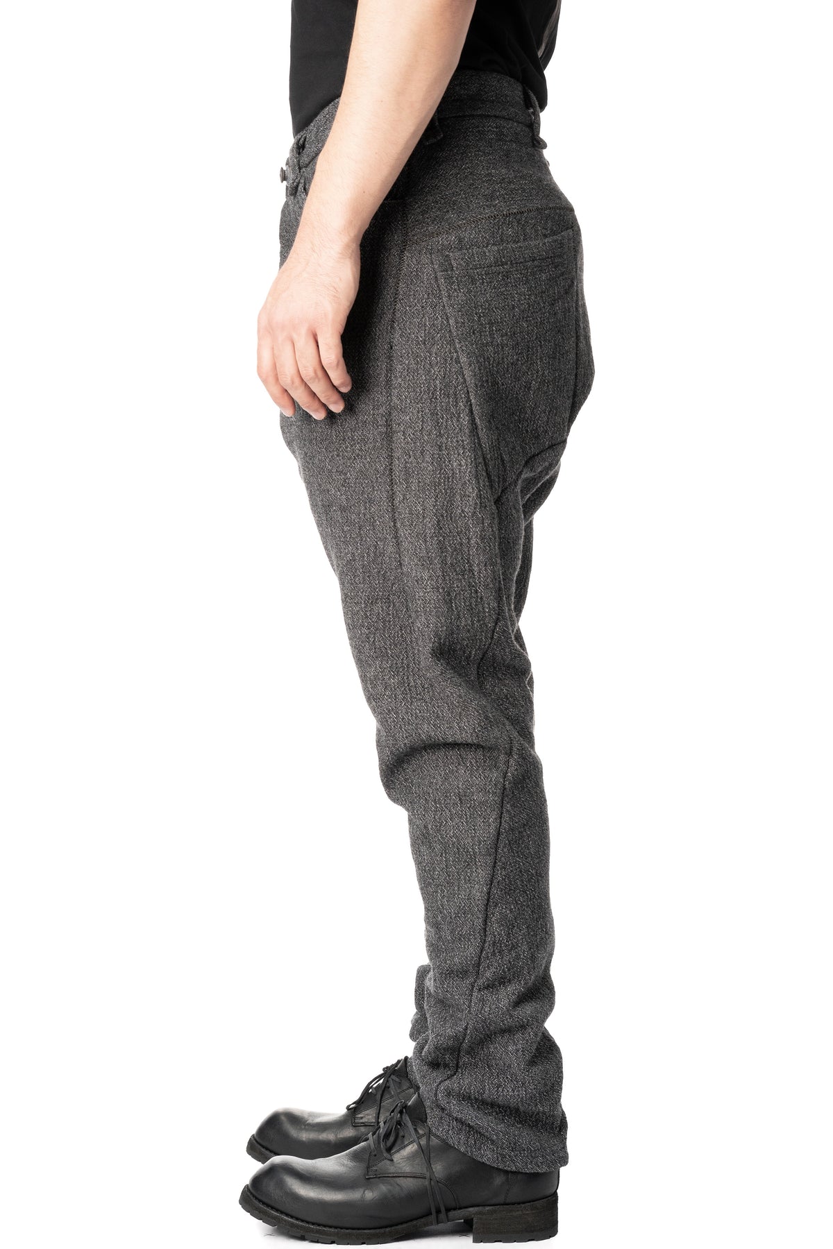 Low crotch 4 pocket wool blend pants