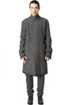 Long wool blend blazer with leather piping