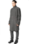 Long wool blend blazer with leather piping