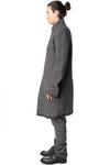Long wool blend blazer with leather piping