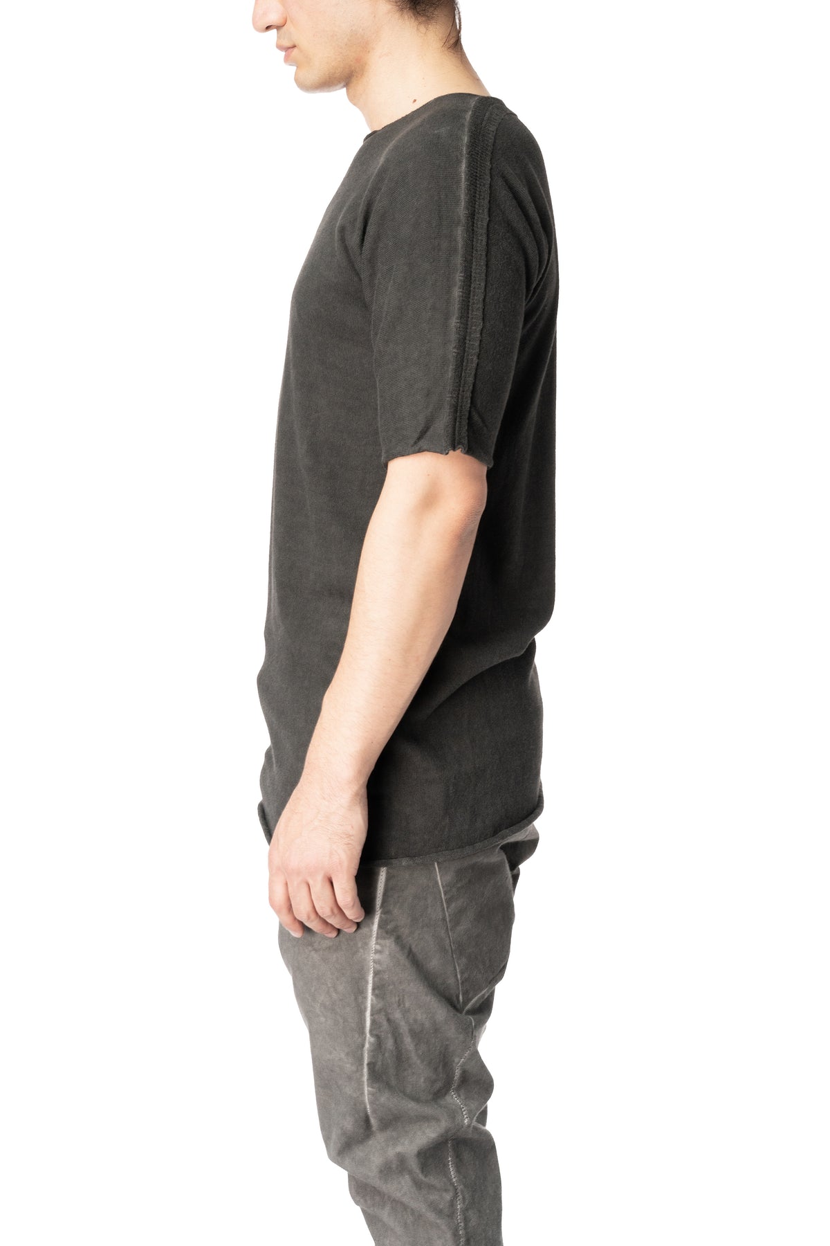 Reversible knit cotton t-shirt, Plomb