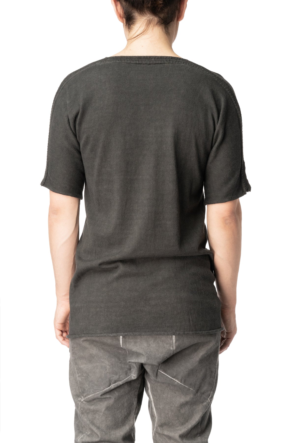 Reversible knit cotton t-shirt, Plomb