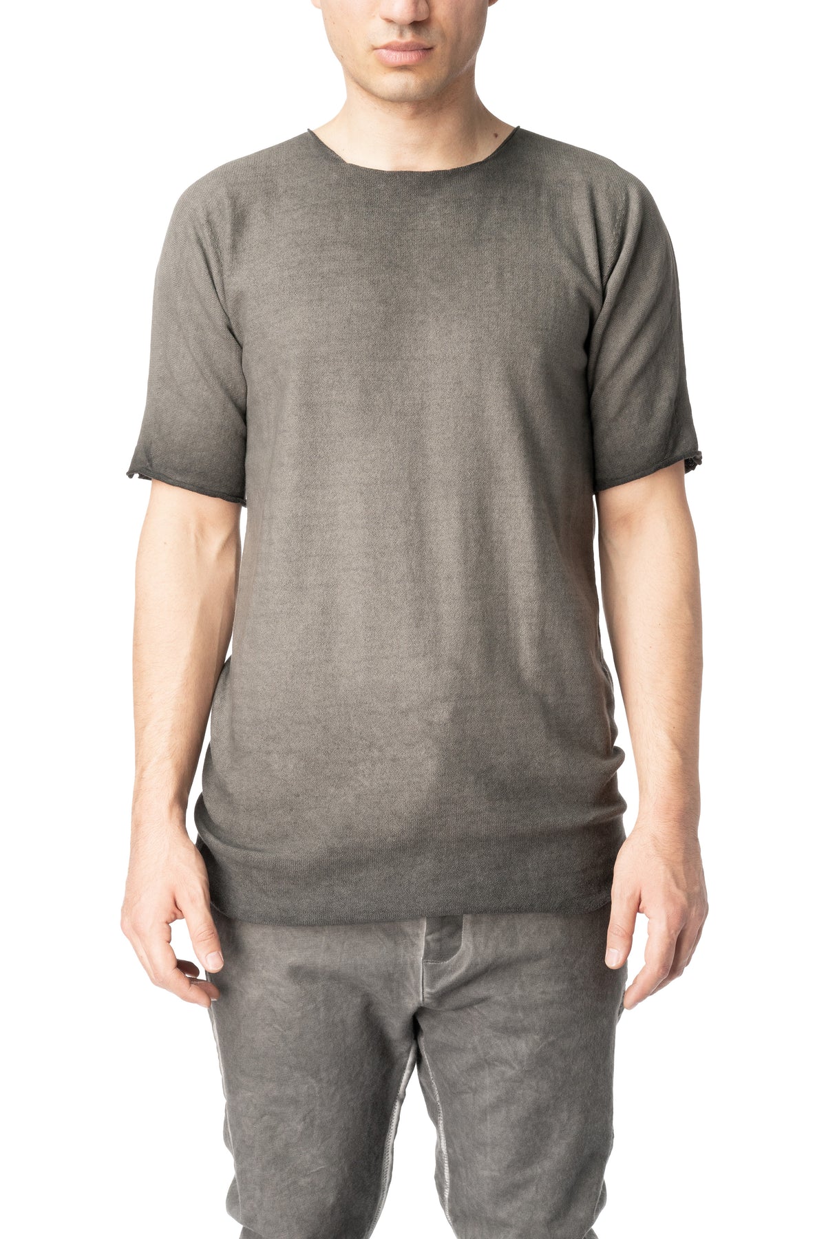 Reversible knit cotton t-shirt, Plomb
