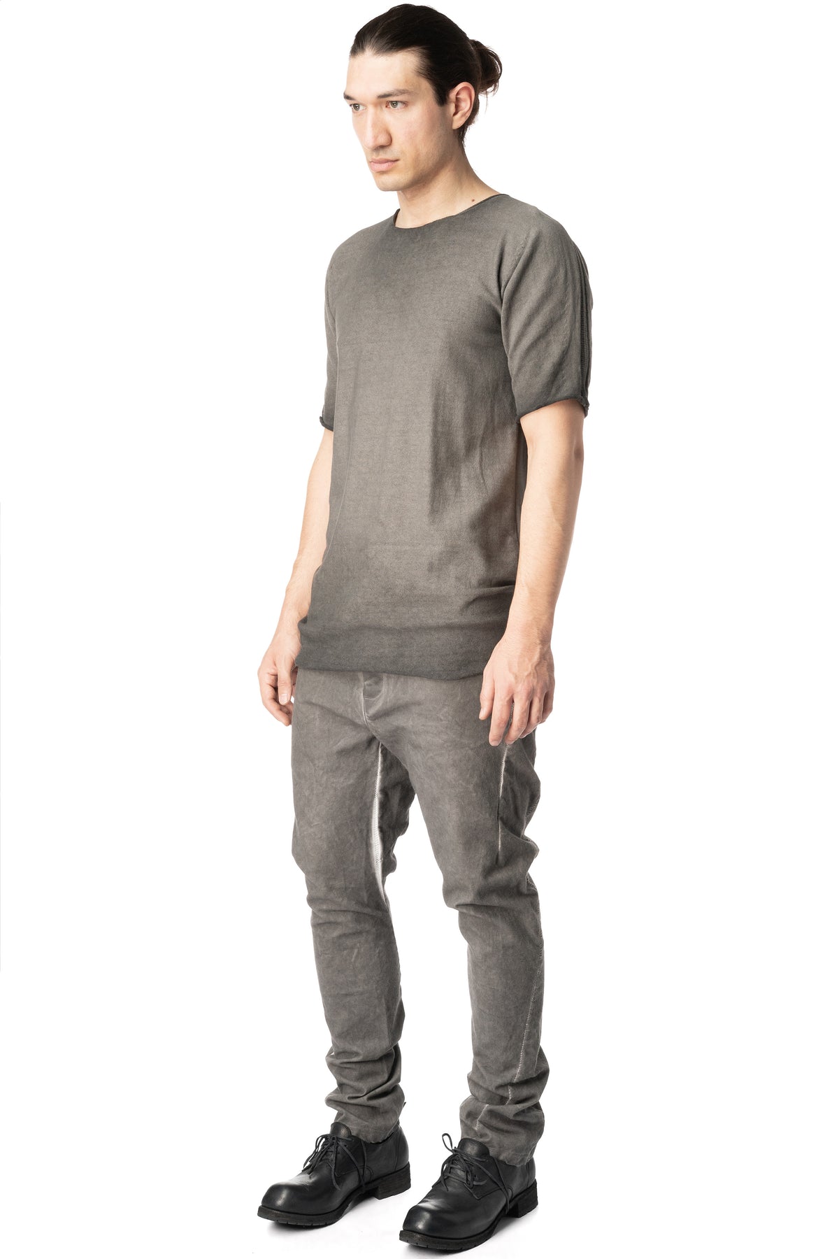 Reversible knit cotton t-shirt, Plomb