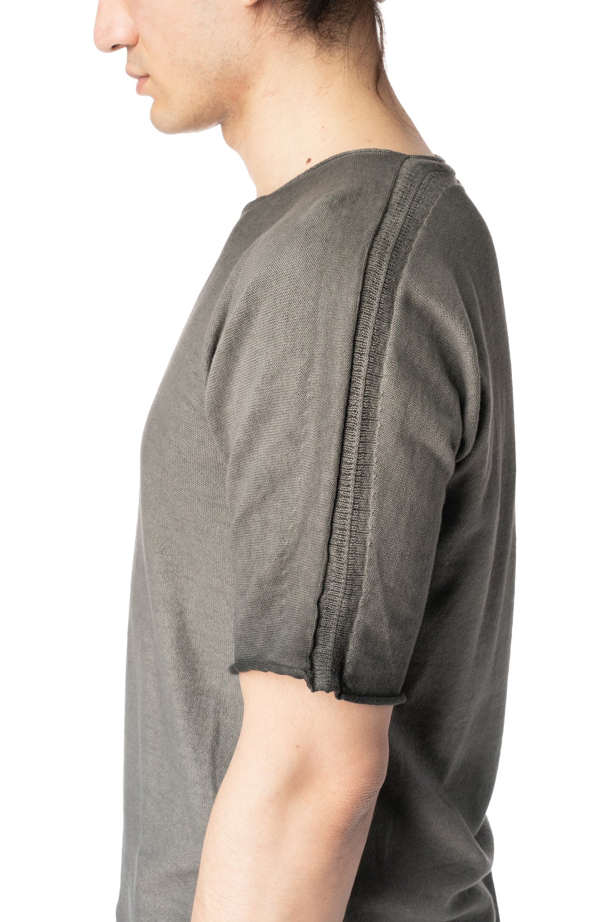 Reversible knit cotton t-shirt, Plomb