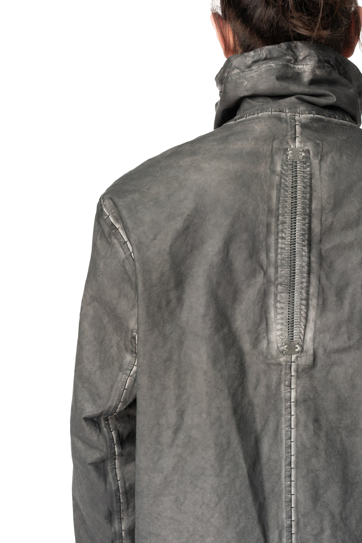 Membrane leather down bomber jacket, Plomb