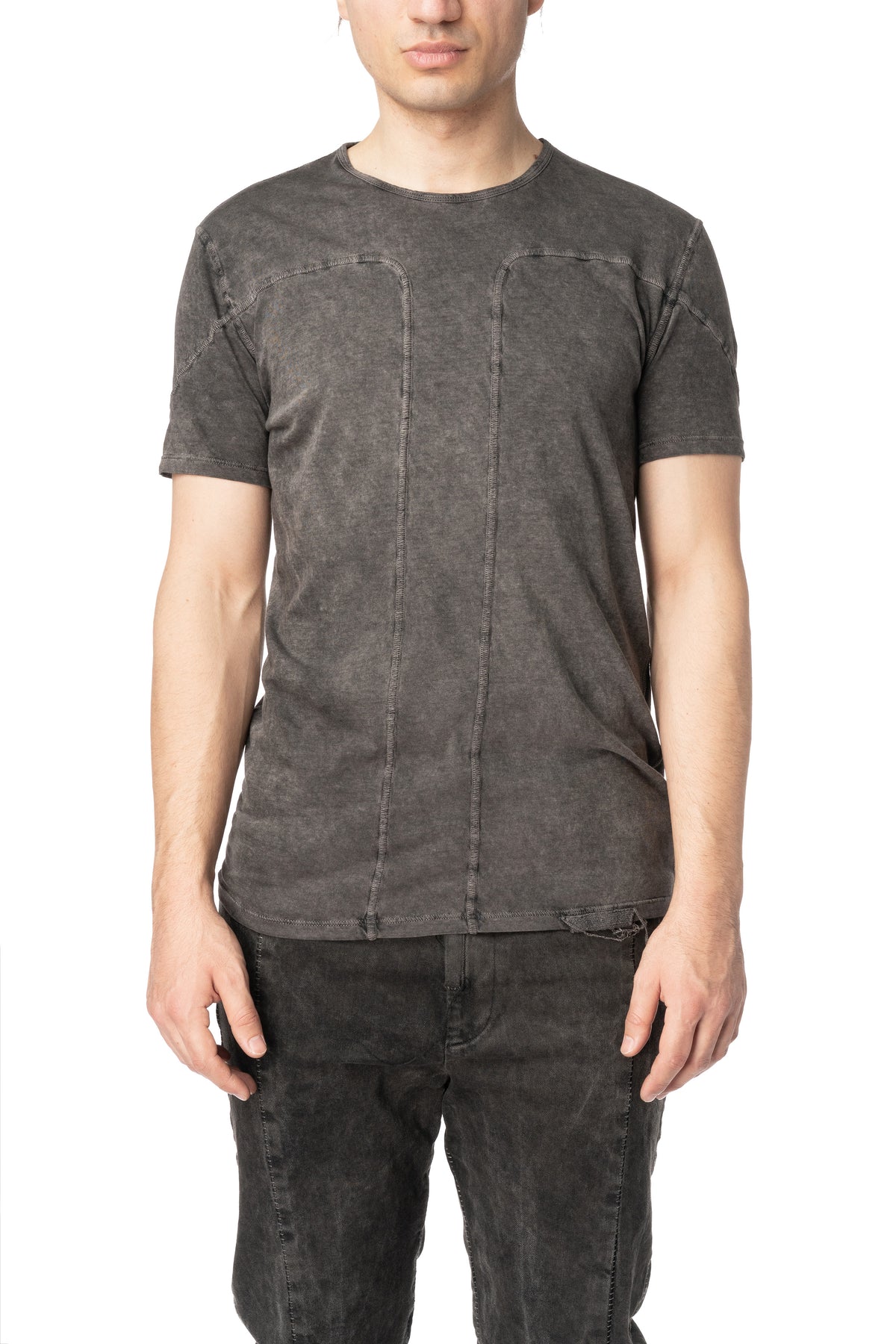 Cross panelled cotton t-shirt, Antra Wash