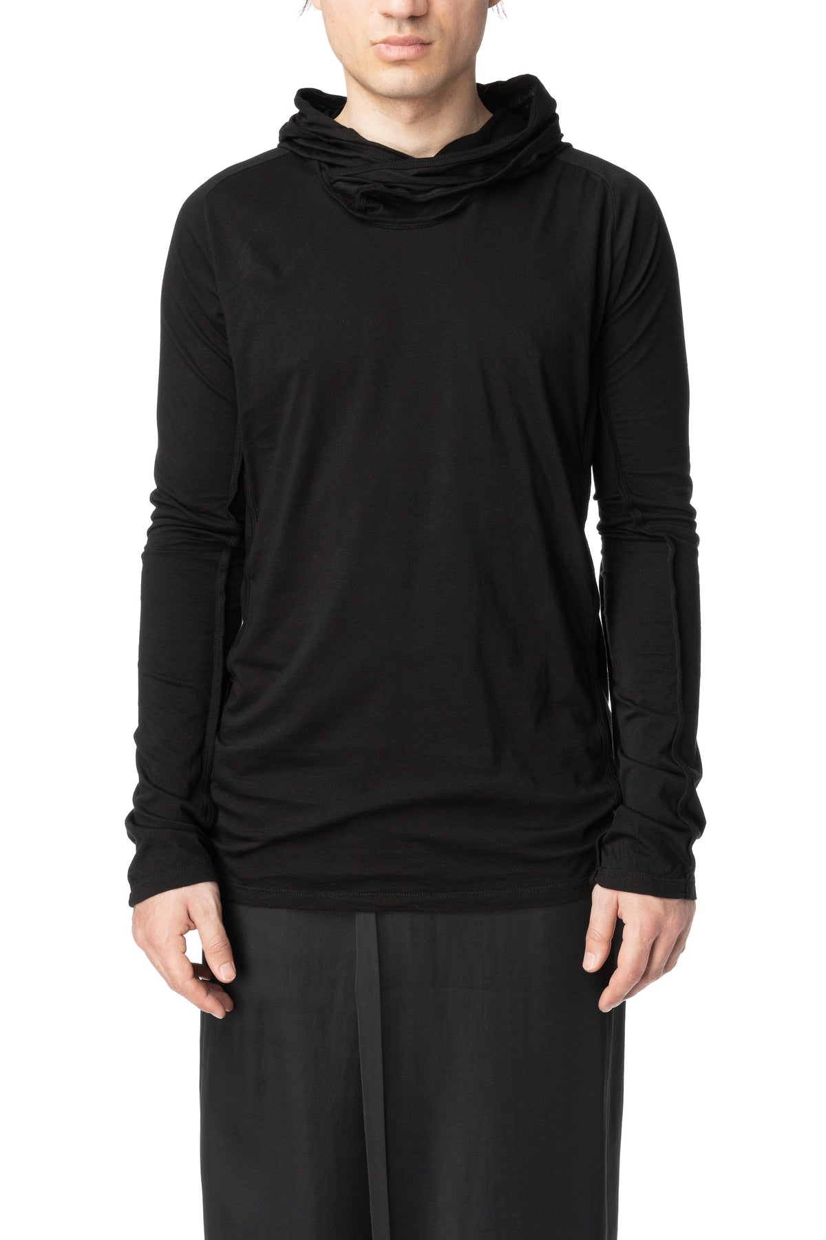 Hooded cotton jersey top, Black