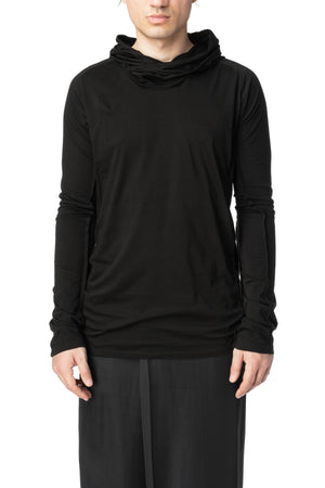 Hooded cotton jersey top, Black