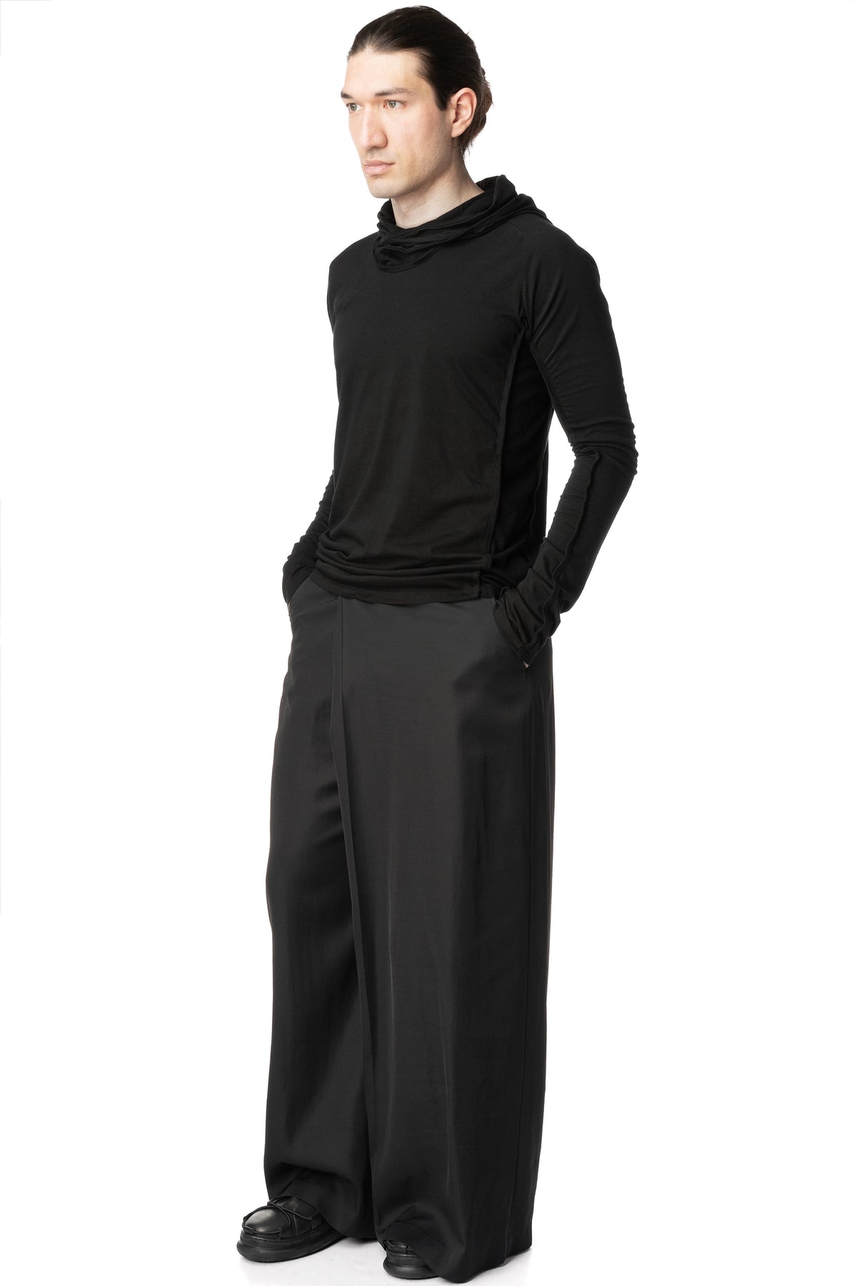 Hooded cotton jersey top, Black