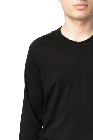 Seamed neck cotton jersey top, Black