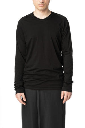 Seamed neck cotton jersey top, Black