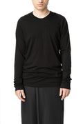 Seamed neck cotton jersey top, Black