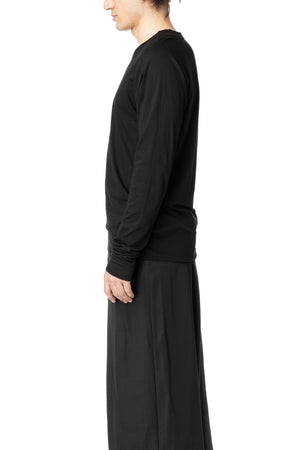 Seamed neck cotton jersey top, Black