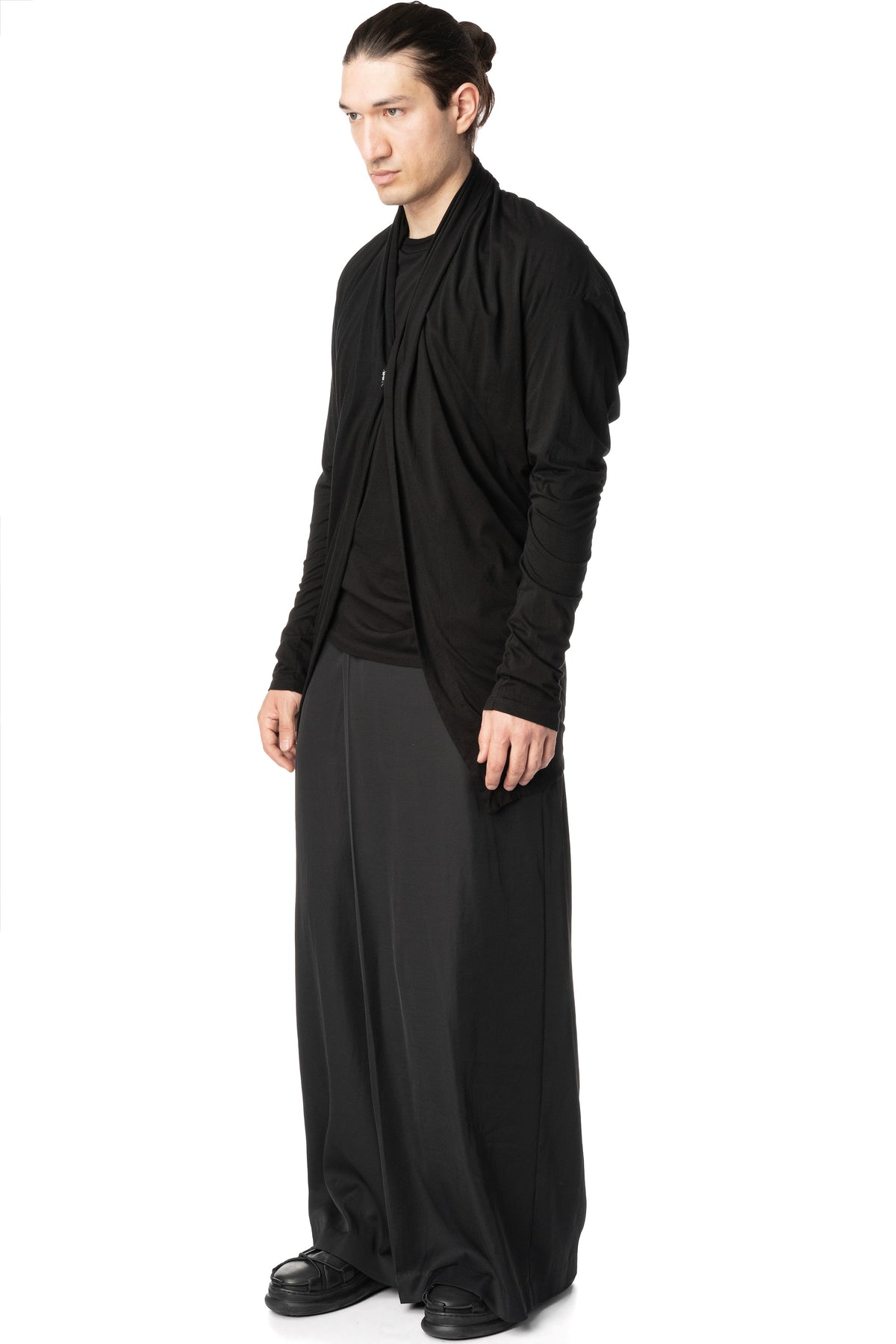 Drape front cotton jersey cardigan