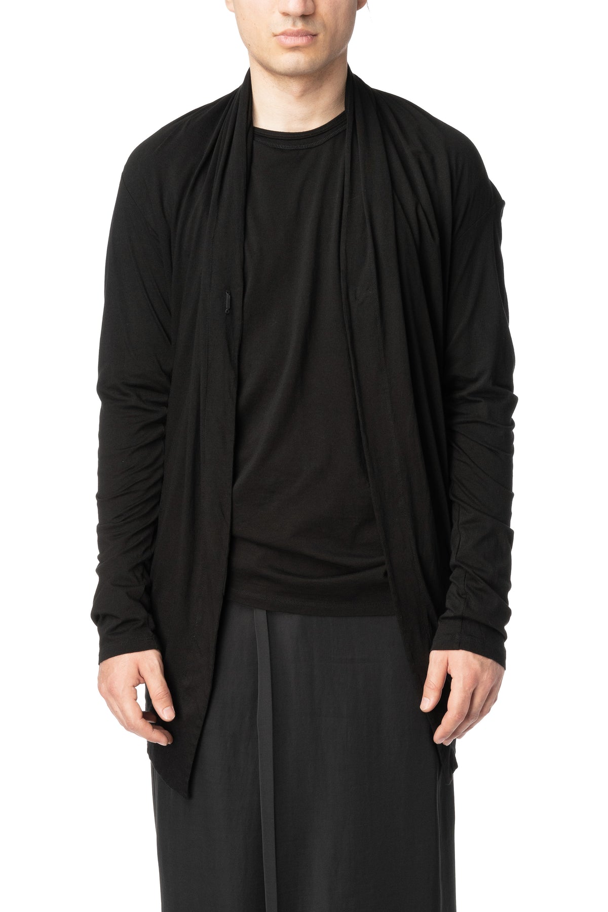 Drape front cotton jersey cardigan