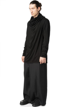 Cowl neck cotton jersey top