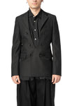 Double-breasted wool blazer with cut-out front