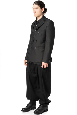 Double-breasted wool blazer with cut-out front