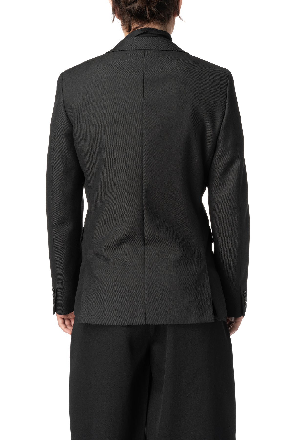 Double-breasted wool blazer with cut-out front