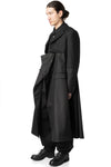 Wool jacket with draped satin panel
