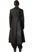 Wool jacket with draped satin panel