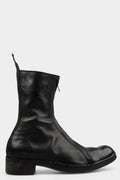 Diagonal zip wild horse leather boots