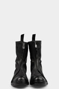 Diagonal zip wild horse leather boots
