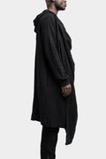 Asymmetrical linen blend hood cardigan