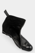 Diagonal zip wild horse leather boots
