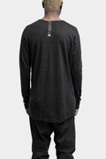 Semi Raglan linen long sleeve T-Shirt, Black