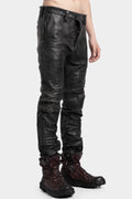 Paper effect distressed horse leather pants