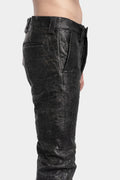 Paper effect distressed horse leather pants