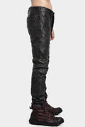 Paper effect distressed horse leather pants