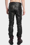 Paper effect distressed horse leather pants