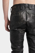 Paper effect distressed horse leather pants