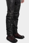Paper effect distressed horse leather pants