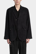 Frayed structured cotton blazer