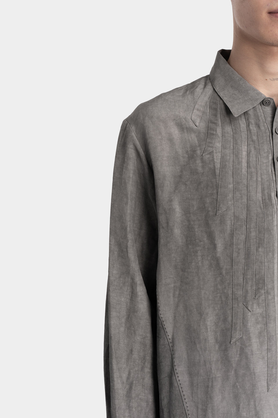 Timeworn silk blend shirt, Natural dyed grey