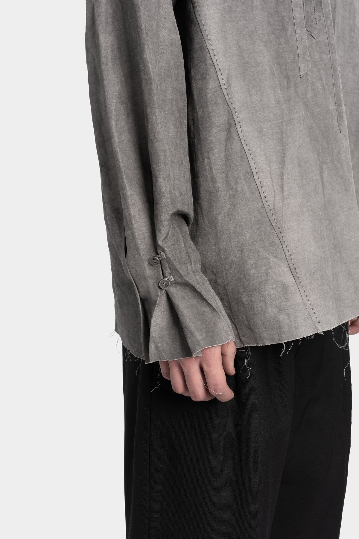 Professor E. | Timeworn silk blend shirt, Natural dyed grey 25FW-PE-FM-13