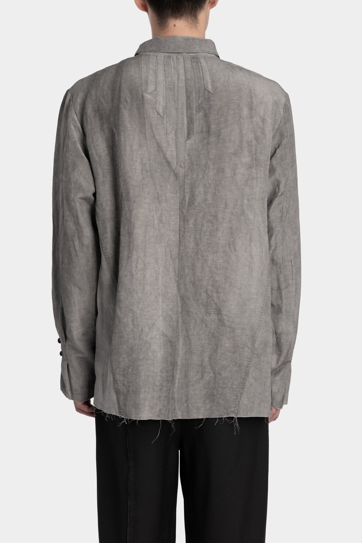 Professor E. | Timeworn silk blend shirt, Natural dyed grey 25FW-PE-FM-13