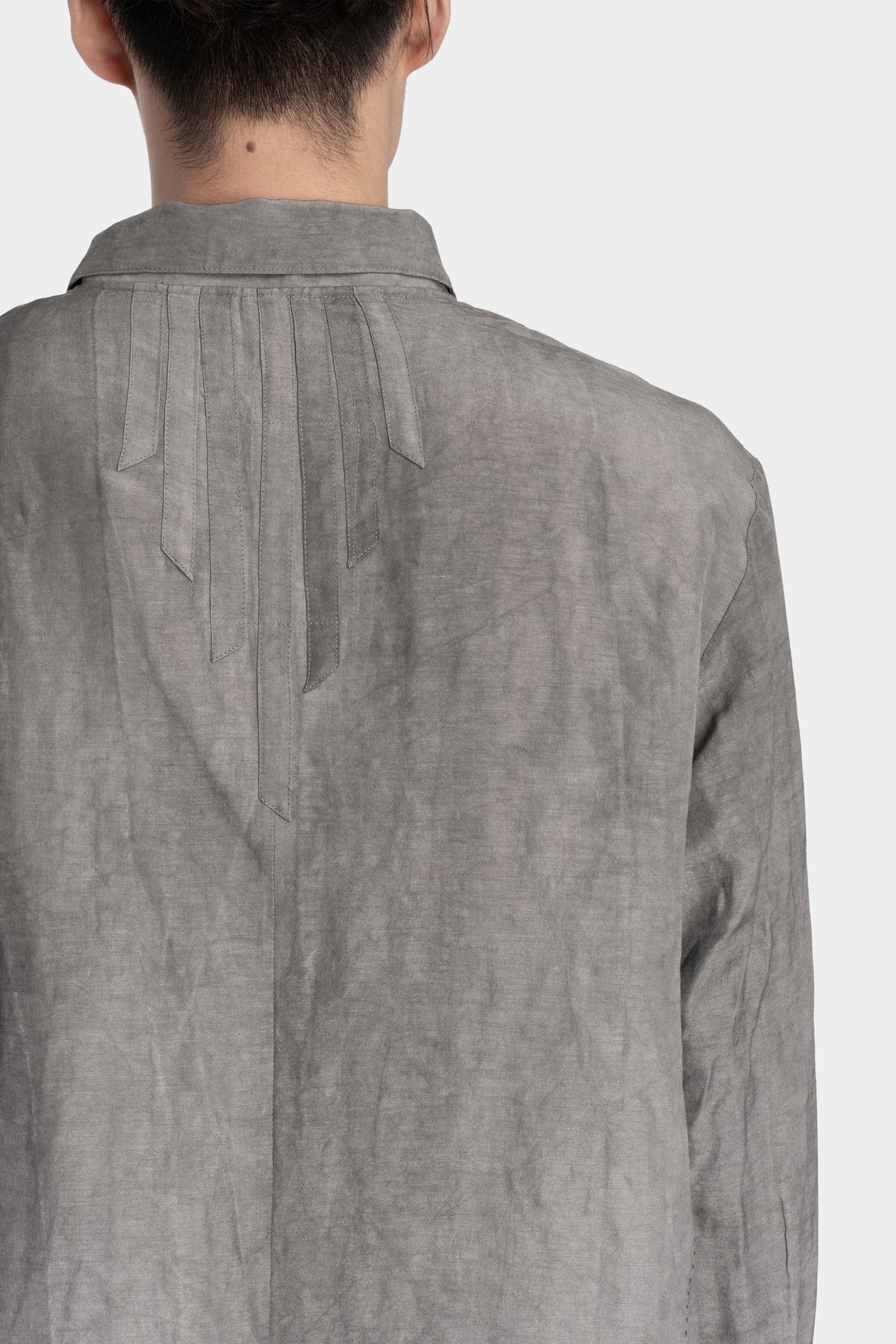 Professor E. | Timeworn silk blend shirt, Natural dyed grey 25FW-PE-FM-13