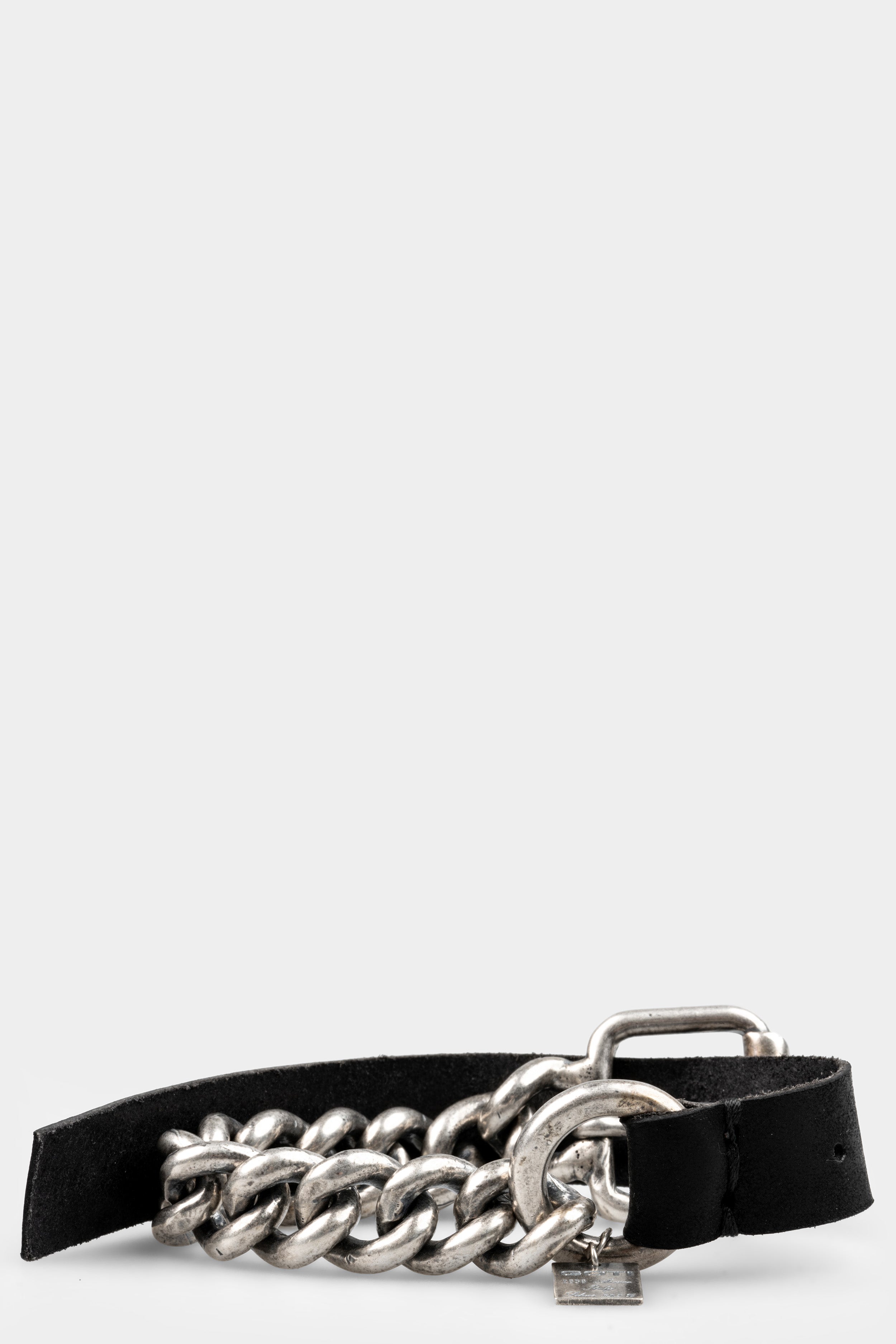GOTI-306 ブラックレザーバングル GERARD YOSCA 925 Silver Vintage Cabochon White Onyx Bangle