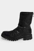 Scar stitch back zip leather boots